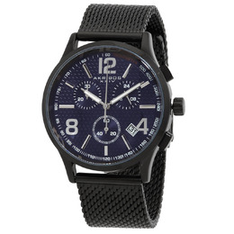 Akribos XXIV Mens Watch Model AK719BU Blue Dial Black Mesh Bracelet Chronograph Quartz Movement