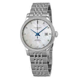 Longines Record Automatic Chronometer Diamond White Mother of Pearl Dial Ladies Watch l2.321.4.87.6