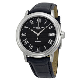 Raymond Weil Maestro Automatic Mens Watch - Black Dial, Stainless Steel Case with Leather Strap - 2837-stc-002