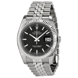 Pre-owned Rolex Oyster Perpetual Black Dial Mens Watch 116234BKSJ