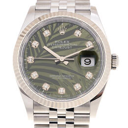 Rolex Datejust 36 Olive Green Palm Motif Diamond Dial Automatic Mens Jubilee Watch M126234-0055