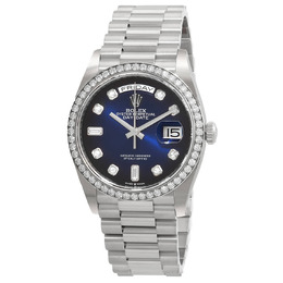Rolex Day-Date 36 Blue Diamond Dial 18kt White Gold President Watch 128349bldp