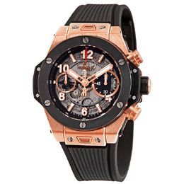 Pre-owned Hublot Big Bang Unico King Gold Mat Black Skeleton Dial Mens Watch 441.om.1180.rx
