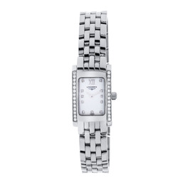 Longines Dolce Vita 'Yes' Diamond Stainless Steel Quartz Women's Watch 20.4mm x 16mm, White Mother of Pearl Dial with Diamonds on Bezel and Hour Markers