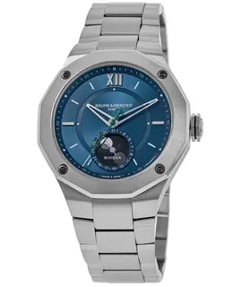 Authentic Baume & Mercier Riviera Moon Phase Men's Watch, Model M0A10682 - Blue Dial