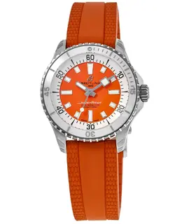 Breitling Superocean Automatic A17377211O1S1: Orange Dial, Women's, Tangerine Rubber Strap