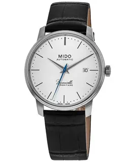 m027.407.16.010.00 Mido Baroncelli Heritage Gent White Dial Leather Strap Men's Watch