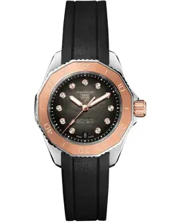 Tag Heuer Aquaracer Professional 200 Black Diamond Dial Rubber Strap Women's Watch wbp2451.ft6200