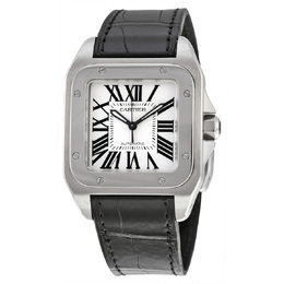 Pre-owned Cartier Santos 100 Silvered Opaline Dial w20106x8