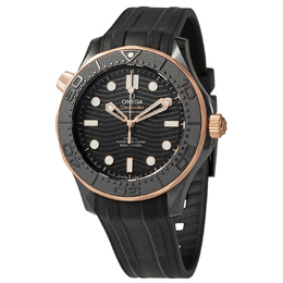 Pre-owned Omega Seamaster 210.62.44.20.01.001: Black Dial Men's Watch with Rose Gold Bezel