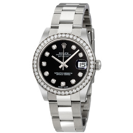 Pre-owned Rolex Datejust Lady 31mm Black Dial Diamond Hour Markers with Oyster Bracelet - Reference 178384BKDO