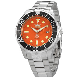 Invicta Pro Diver Automatic Mens Watch 4186 Orange Dial Stainless Steel