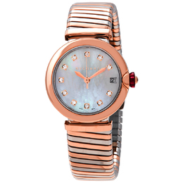 Pre-owned Bulgari Lvcea Tubogas Diamond Mother of Pearl Dial Ladies Watch 102954