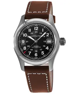 Hamilton Khaki Field Black Dial Brown Leather Strap Men's Watch h70455533
