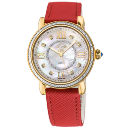 Gevril Marsala Vegan Diamond Mother of Pearl Dial Ladies Watch 9866-v4