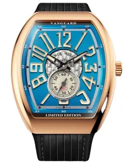 Franck Muller Vanguard Classical Limited Edition Blue Dial Leather Strap Men's Watch Model V 41 S S6 AT FO 1000 COLORADO (BL)