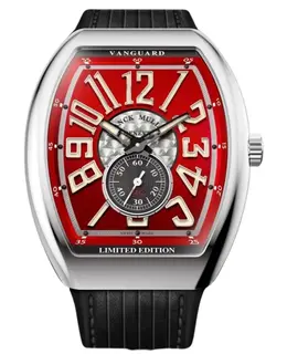 Franck Muller Vanguard Classical Limited Edition Red Dial Leather Strap Men's Watch Model V41SS6AT1000COACR