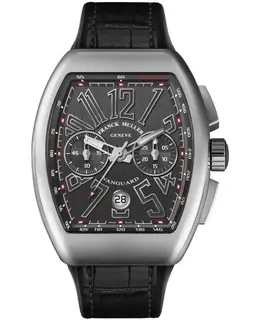 Brand New Authentic Franck Muller Vanguard Classical Grey Dial Black Alligator Leather Strap Men's Watch