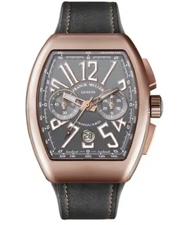 Franck Muller Vanguard Grey Chronograph Dial 18k Rose Gold Leather Strap Men's Watch Model V45CC5NGR