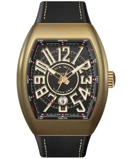 FRANCK MULLER VANGUARD CLASSICAL BLACK DIAL BRONZE LEATHER STRAP MEN'S WATCH MODEL V45SCCIRBZBRNRB