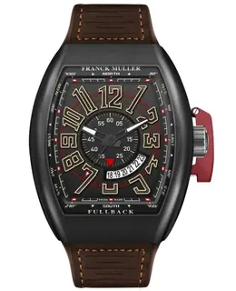 Franck Muller Vanguard Classical Men's Watch Model V45SCTLCKMCBNRTT - Black Dial, Titanium Case, Brown Leather Strap