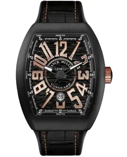 V45SCBRNRTTCB-5N Franck Muller Vanguard Classical Black Dial Leather Strap Men's Watch