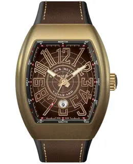 Franck Muller v45sccirbzbrnrbr Vanguard Classical Brown Dial Bronze Leather Strap Men's Watch