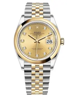 Rolex Datejust 36 Steel & Yellow Gold Watch with Champagne Diamond Dial Model M126203-0017
