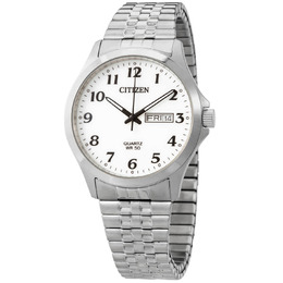 Citizen Quartz White Dial Stainless Steel Mens Watch: bf5000-94a