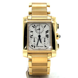 Pre-owned Cartier Tank Francaise Chronograph Quartz Silver Dial Mens Watch W50005R2