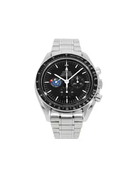 Omega Speedmaster 42mm Pre-Owned Black Stainless Steel Round Baton Dial Chronograph with Tachymeter - Ref: 20275218
