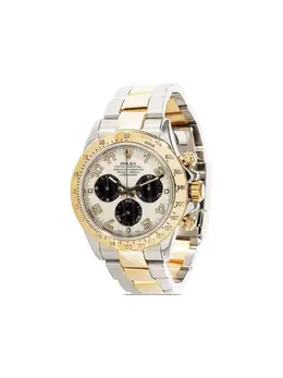 Pre-Owned Rolex Cosmograph Daytona 19725582 - White/Black Baton Dial & Yellow Gold Oyster Bracelet