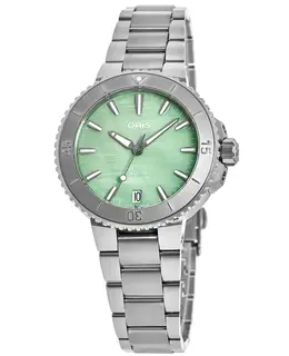 Oris Aquis Date Green Mother of Pearl Dial Steel Unisex Watch 01 733 7770 4157-07 8 18 05p