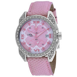 Locman Cavallo Pazzo Quartz Ladies Watch - Silver Steel Case with Pink Leather Strap, Model No 161MOPPKDC/PKOS