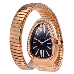 Pre-owned Bulgari Serpenti Tubogas Diamond Black Opaline with guilloche soleil treatment Dial Ladies Watch 101815