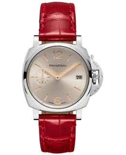 Panerai Luminor Due 38mm Ivory Dial Leather Strap Men's Watch pam01248