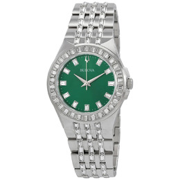 Bulova Crystal Quartz Green Dial Mens Watch 96a253