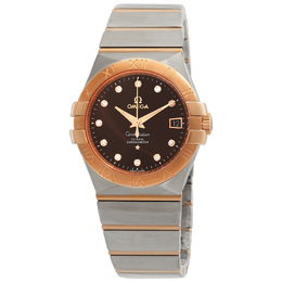 Pre-owned Omega Constellation Diamond Brown Dial Mens Watch 123.20.35.20.63.001