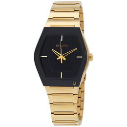 Bulova Quartz Black Dial Gold-tone Mens Watch 97a164