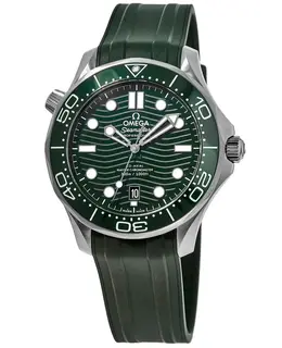 Omega Seamaster Diver 300M Green Dial Rubber Strap Men's Watch Model: 210.32.42.20.10.001