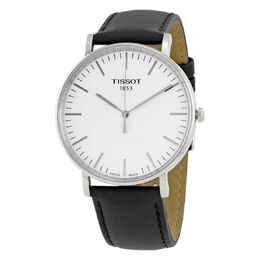 Tissot Everytime Silver Dial Black Leather Mens Watch - Model T1096101603100