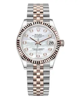 Rolex Datejust 31 Stainless Steel and Rose Gold Mother-of-Pearl Diamond Dial Women's Watch Ref. M278271-0026