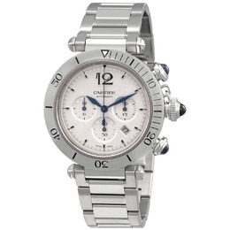 Cartier Pasha De Cartier Chronograph Automatic Silver Dial Mens Watch wspa0018