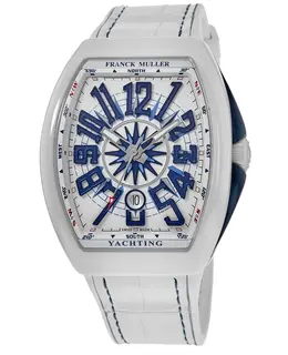 Franck Muller Authentic Vanguard Yachting White Ceramic Unisex Luxury Watch Model V 45 SC DT YACH WH