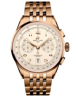 Breitling Premier B01 Chronograph 42 Cream Dial 18k Rose Gold Men's Watch, Model: RB0145371G1R1