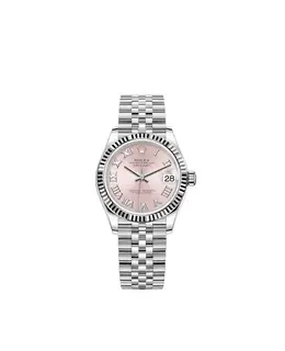 Rolex Datejust 31 Stainless Steel and White Gold Pink Roman Dial Women's Watch m2782740020