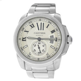 Pre-owned Cartier Calibre de Cartier Automatic Mens Silver Dial Watch w7100015