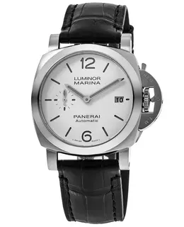 Panerai Luminor Quaranta Automatic White Dial Leather Strap Men's Watch pam01371