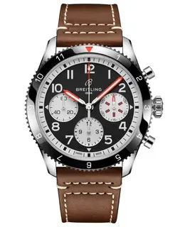 Authentic Breitling Classic Avi Chronograph 42 Mosquito Black Dial Brown Calfskin Strap - Model Y233801A1B1X1