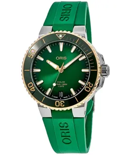 Oris Aquis Date Gold & Steel Green Dial Men's Watch 01 400 7769 6357-07 4 22 77fc